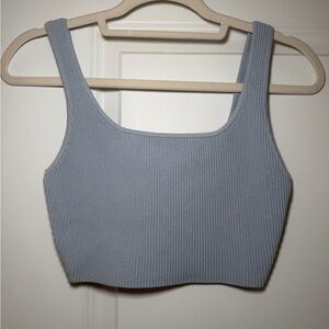 Aritzia Light Blue Ribbed Crop Top